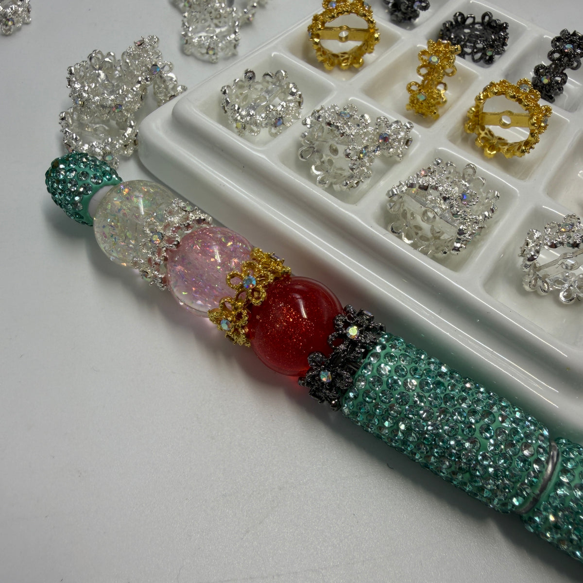 flower spacer with rhinestone fancy spacer
