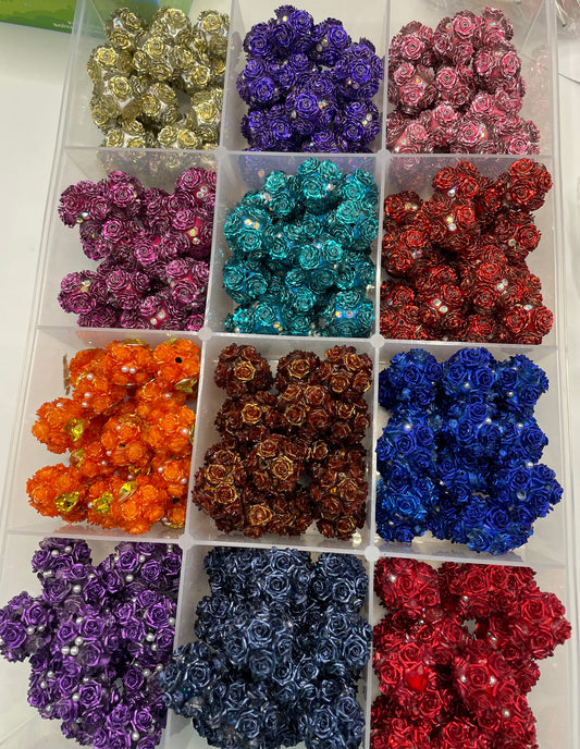 fancy rose flower bead diy beads colored random mix