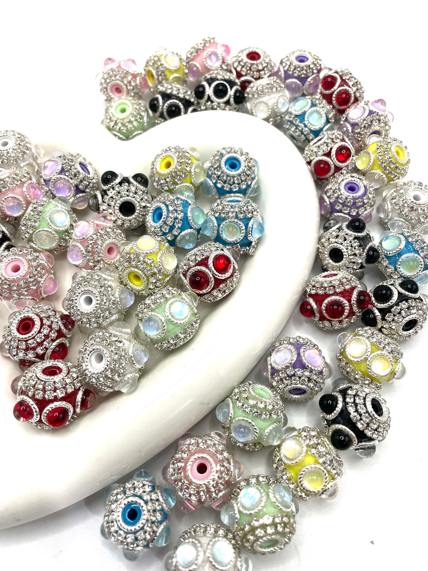 diy fancy bead ornaments with rhinestone chain and colored bubble stone ,random mix