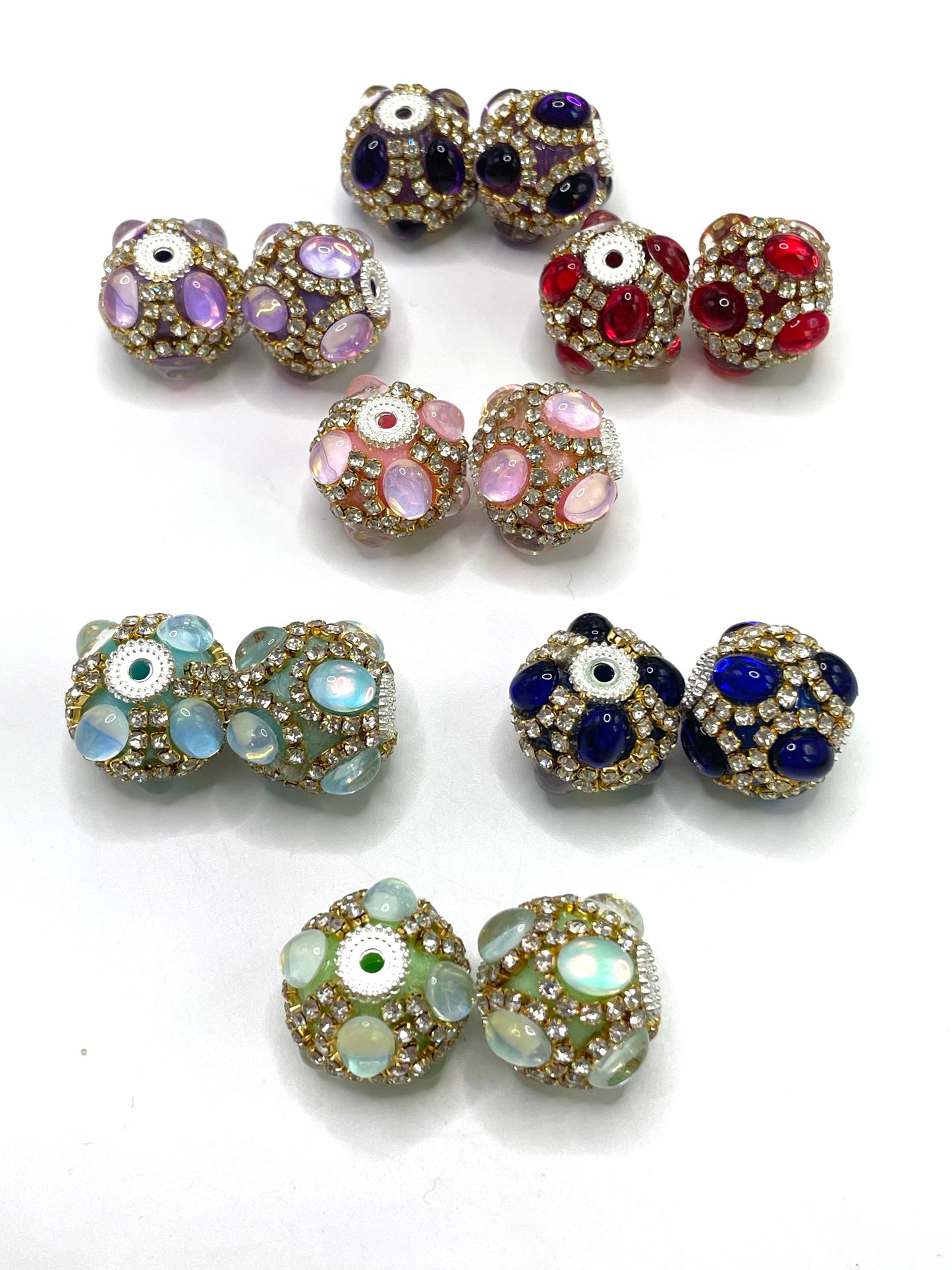 Fancy Beads Double chain Golden Chain Metal gasket Colorful Rhinestone Acrylic beads Random Mix 18mm