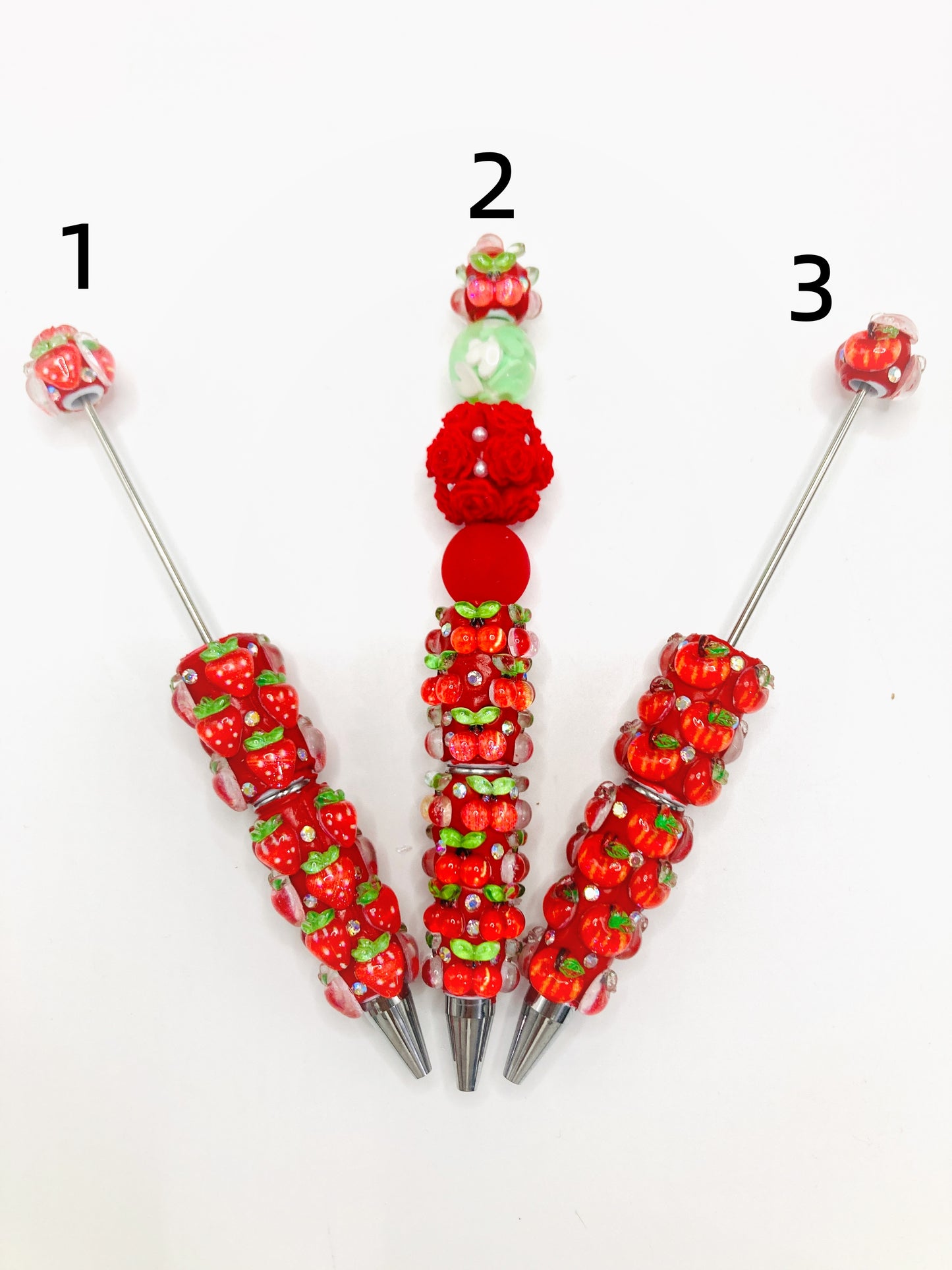 Fruits Clay Bead Pencil Strawberry Apple Cherry Random Mix