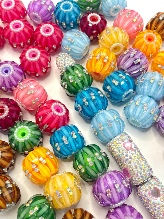 DIY beaded beadable fancy bead lantern bead ornaments with rhinestone and pearl