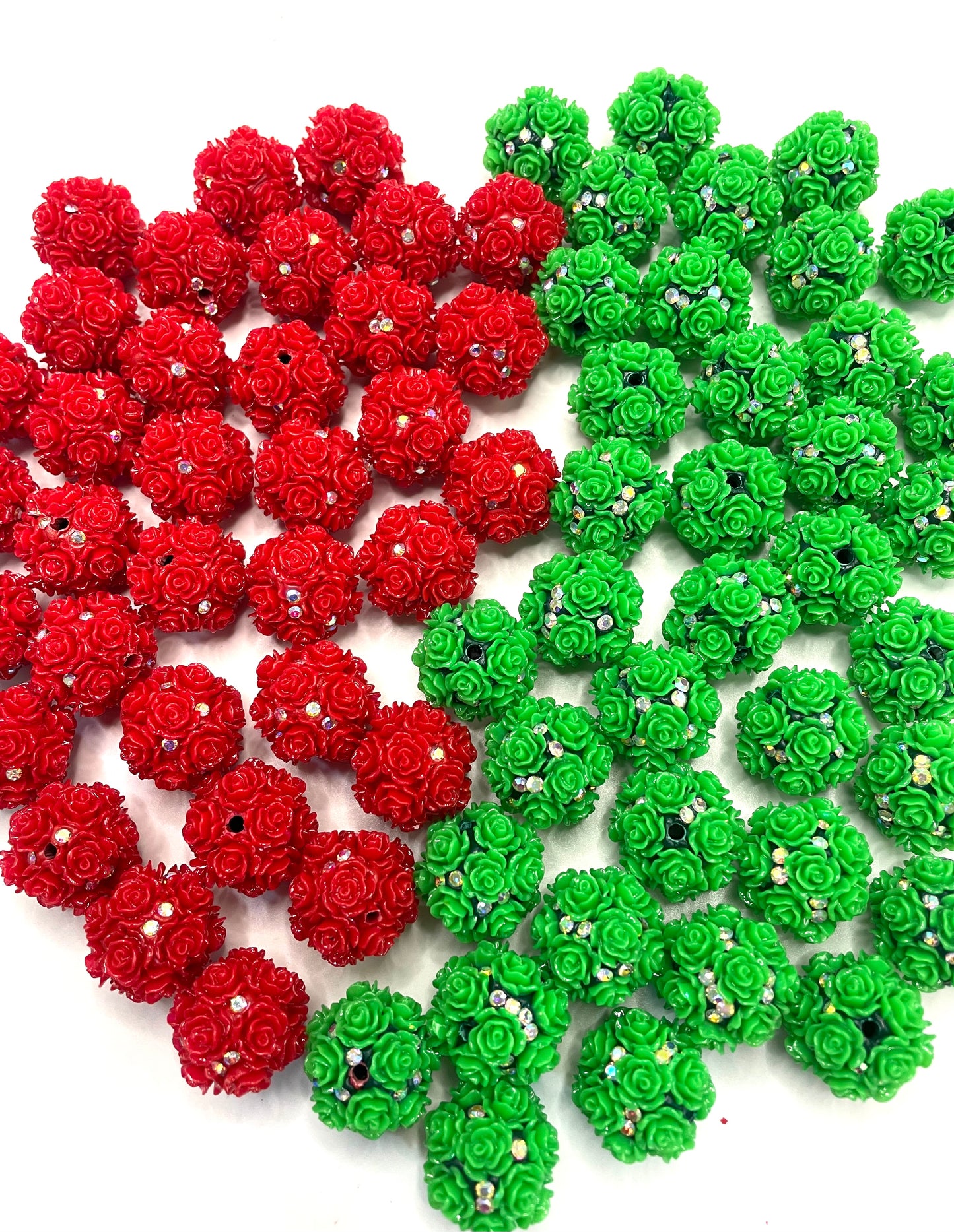 Flower bead Colorful flowers with rhinestones Clay rose flower beads for Christmas 20mm Random Mix