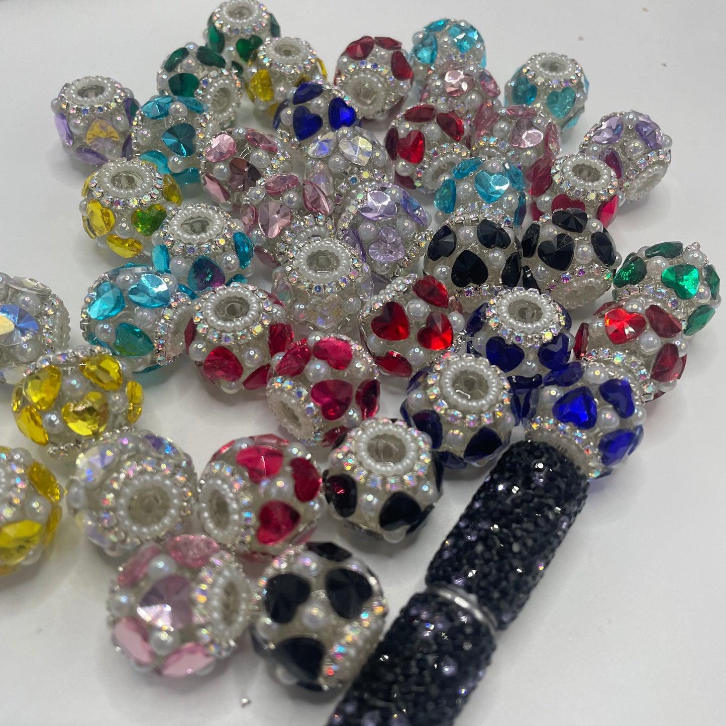 Double layer heart with pearl spacer fancy bead heart bead