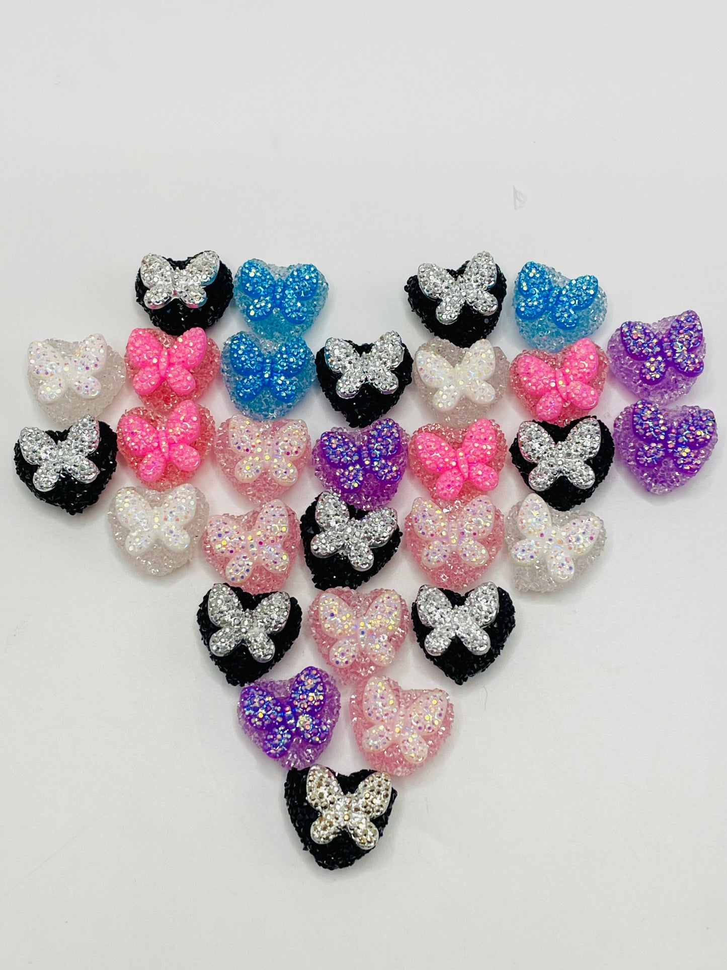 Sugar beads Heart bead  Sugar beads with bows Random Mix19mm