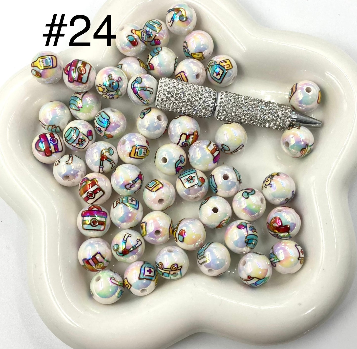 Acrylic Beads Collection Various styles Beads Cute cartoon print Beads 16mm