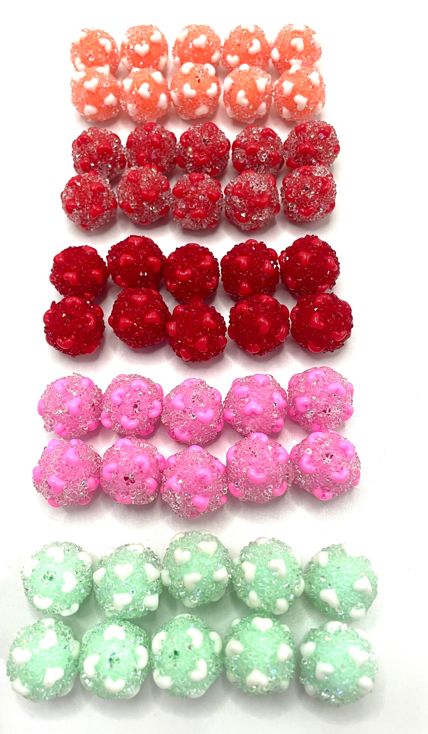 diy beaded beadable sugar beads with heart shape ,color ,random mix