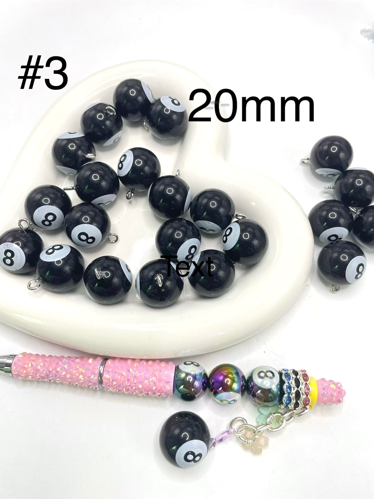 snooke black 8 acrylic beads