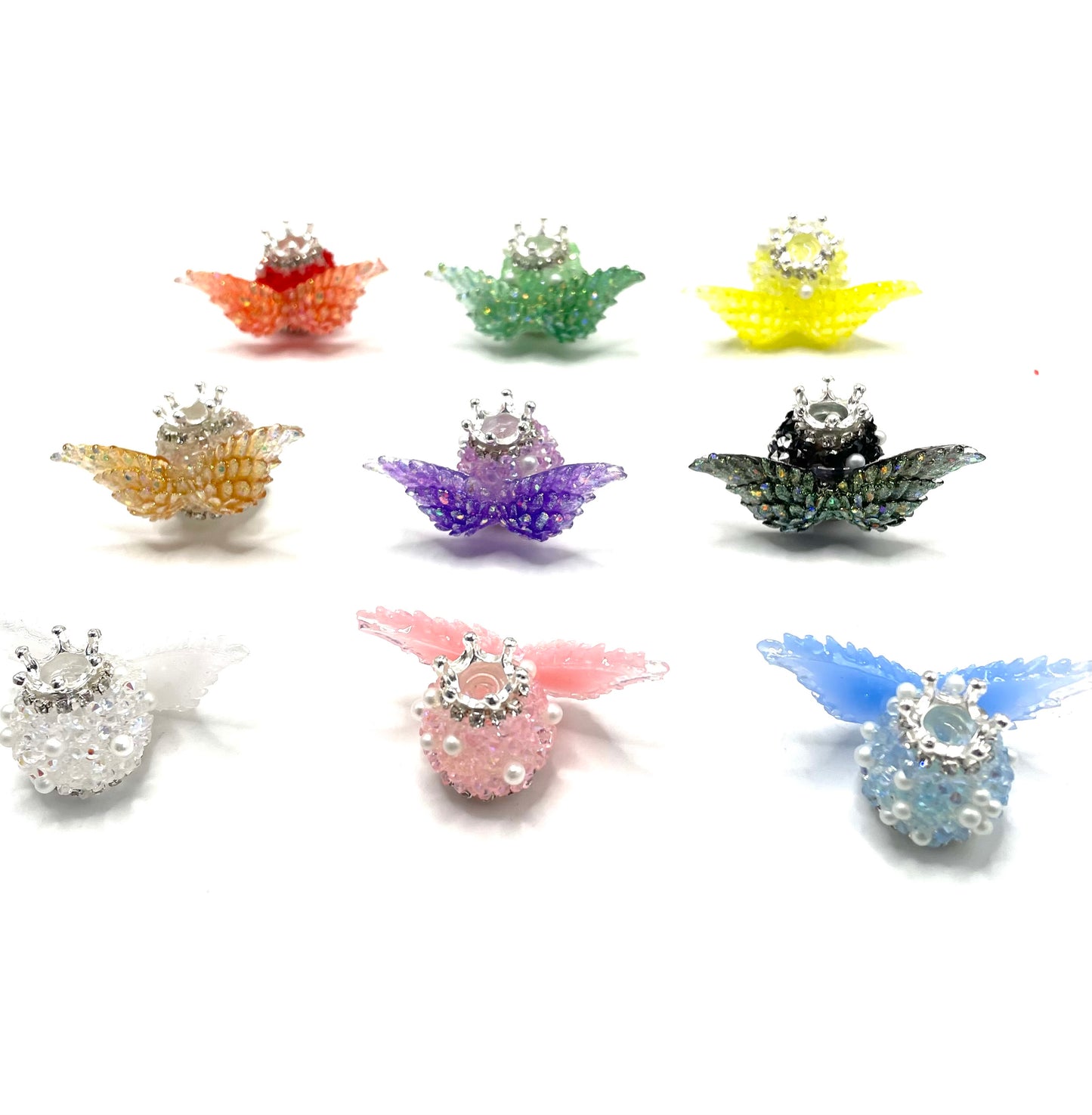 diy fancy beads ornament with crown wings pearl and rhinestone chain ,random mix