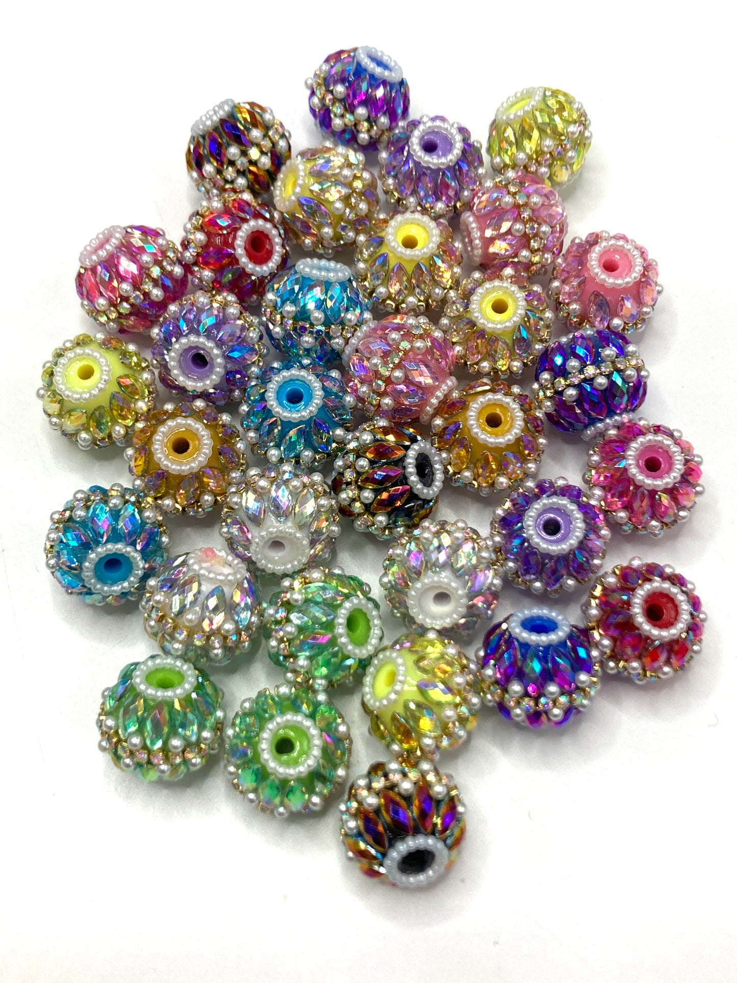 Fancy Beads Upright and inverted rhombic crystals Golden Chain mirror uv Bubble Beautiful beads 20mm Random Mix