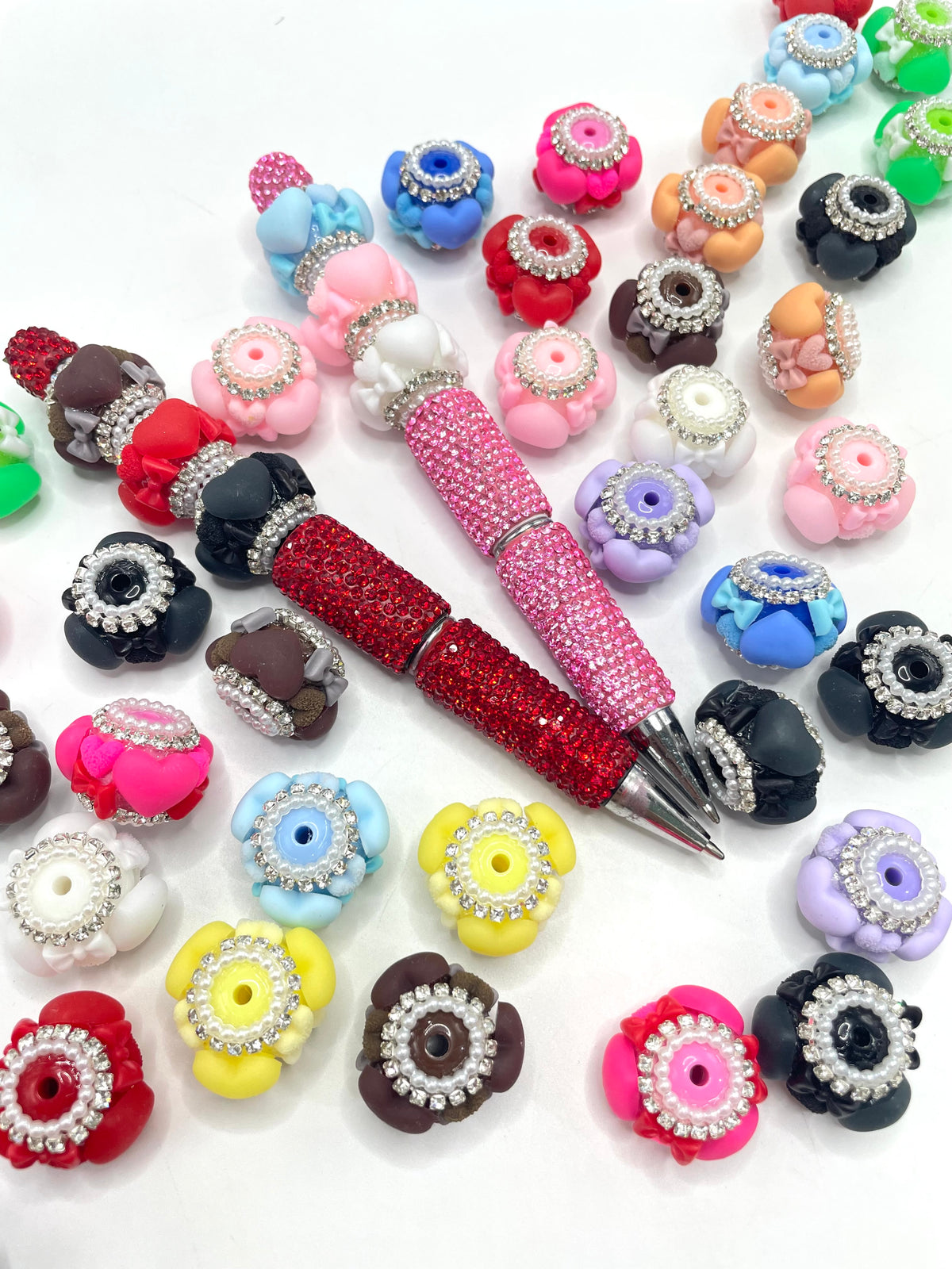 matte heart and fuzzy heart fancy beads random mixed