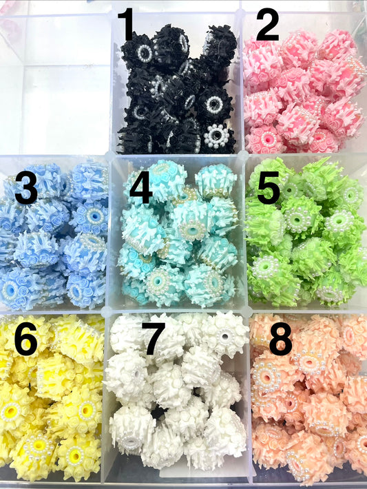 diy fancy flower beads rose flower with bow and pearl colored random mix beaded beadable flower