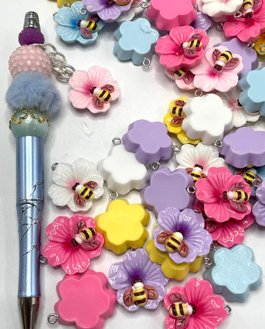 Acrylic flower honey pendant DIY accessories Earrings 25mm Random Mix