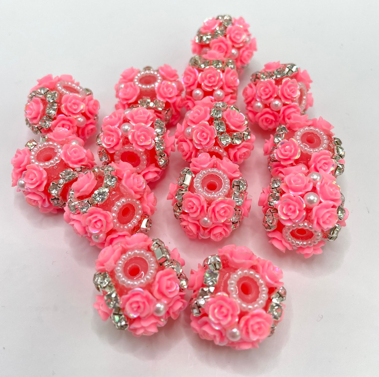 flower fancy Flower bead multicolour rose Chain Pearl acrylic Solid bead 23mm Random Mix