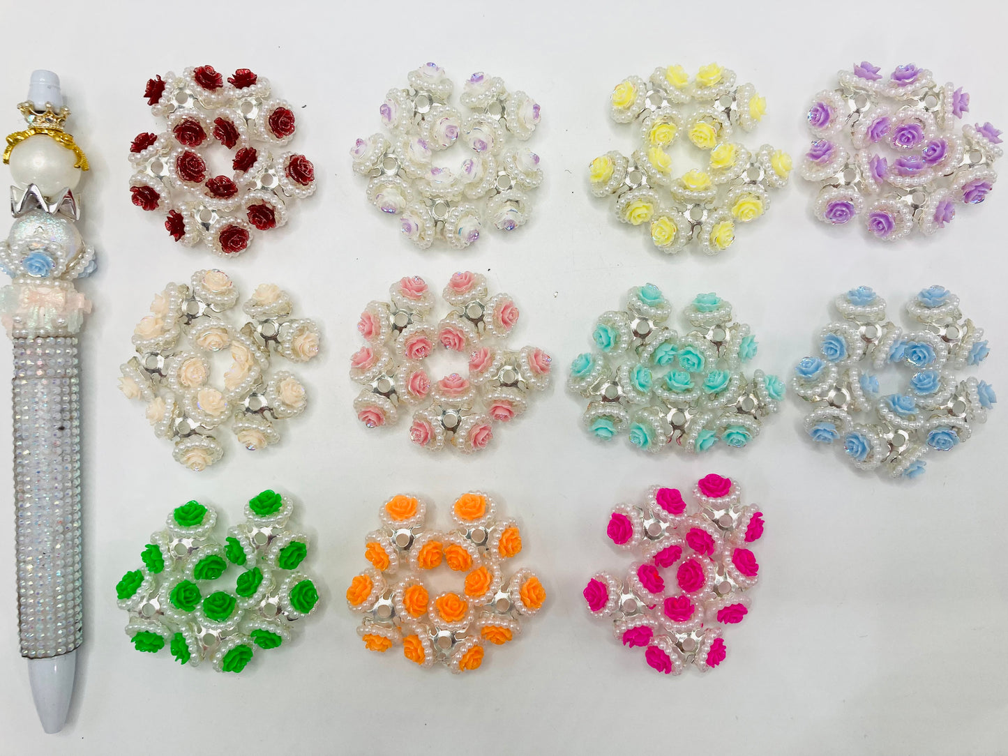 Interval beads Jutuo spacers Rose metal-spaced beads Pearl ring Round bead pendant Random Mix 18mm