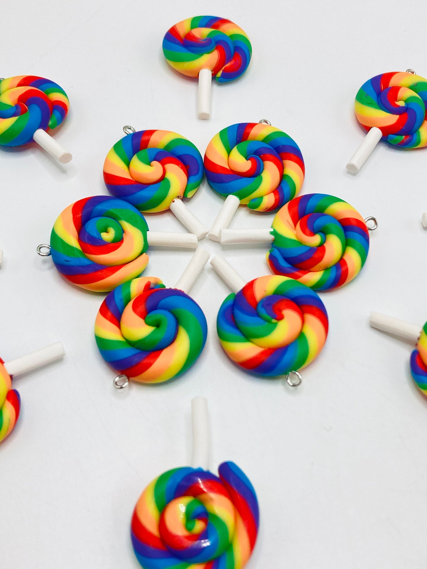 Rain bow lollipop colorful lollipop candy for craft diy keychain pen bag chain charm pendant (without hole )