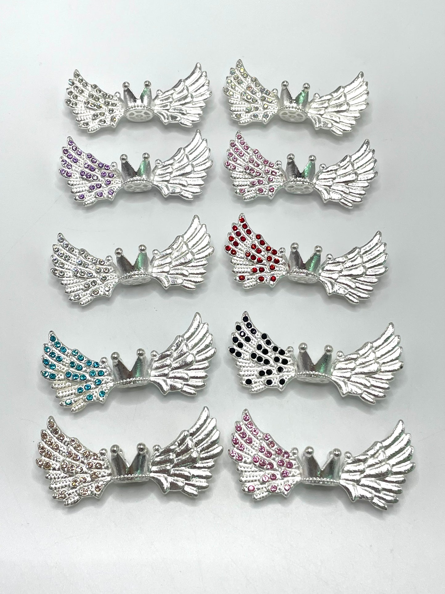 Metal Alloy Wings Inlay Rhinestone Angel Wings and Crown Metal beads 50mm Random Mix