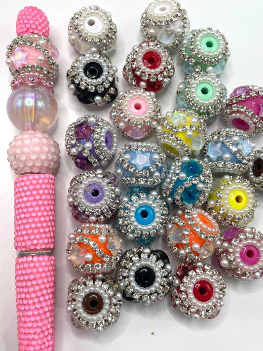 Fancy Beads Chain Stars Pearl gasket Acrylic beads 18mm Random Mix