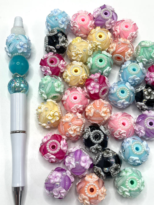 Clay beads Morning glory Bubble Pearl gasket Acrylic flower petal pieces Random Mix