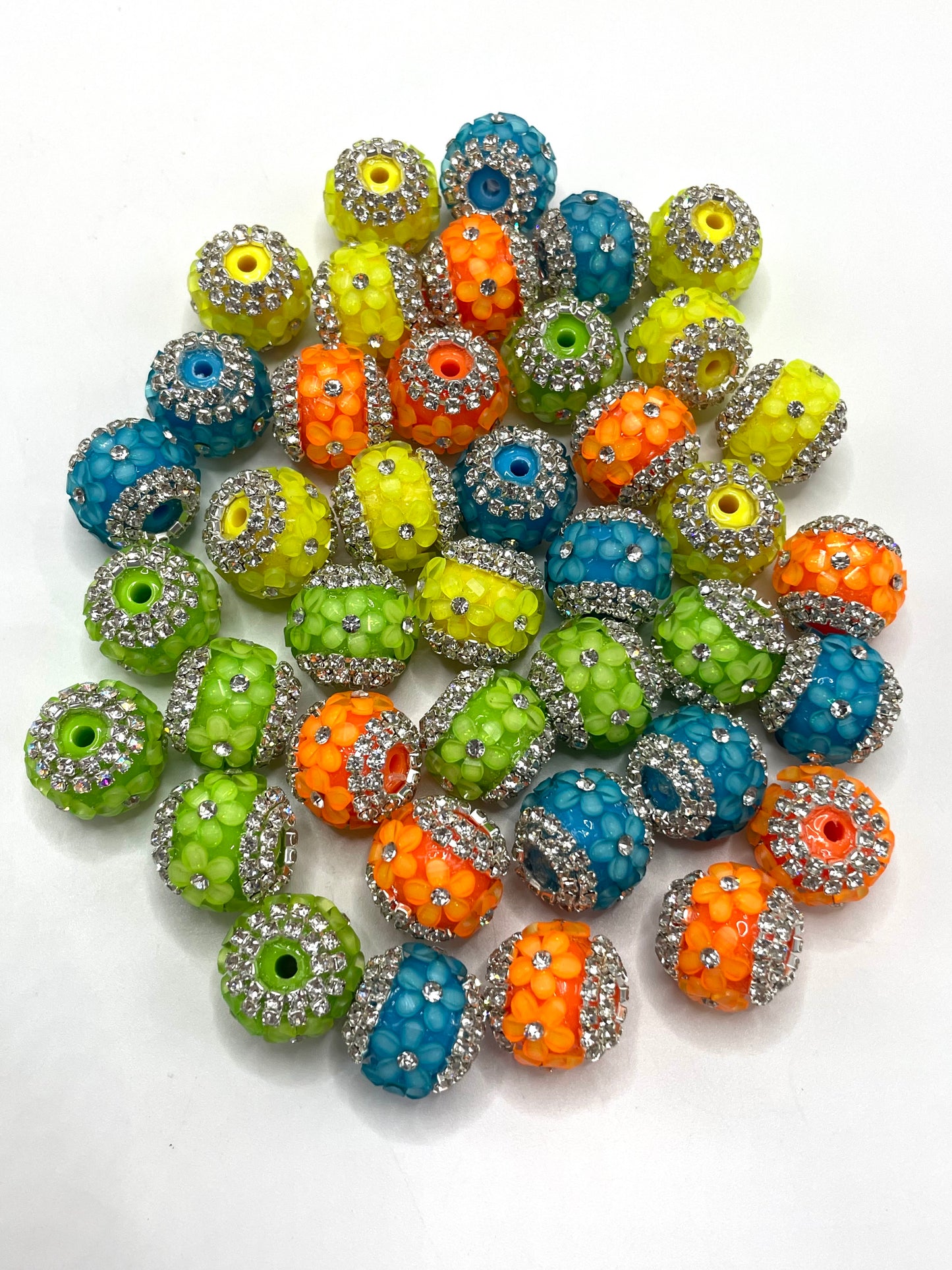 Neon Beaded beads Chain 3D flowers Bright colors Random Mix 16mm
