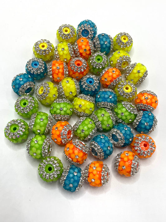 Neon Beaded beads Chain 3D flowers Bright colors Random Mix 16mm