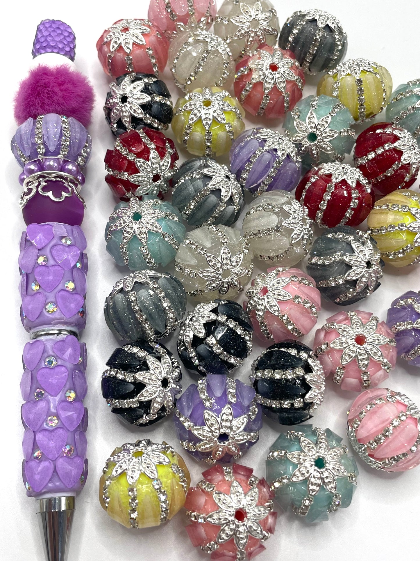 Pumpkin beads Fancy Beads Chain Metal gasket Spacer glitter  Acrylic beads 20mm Random Mix