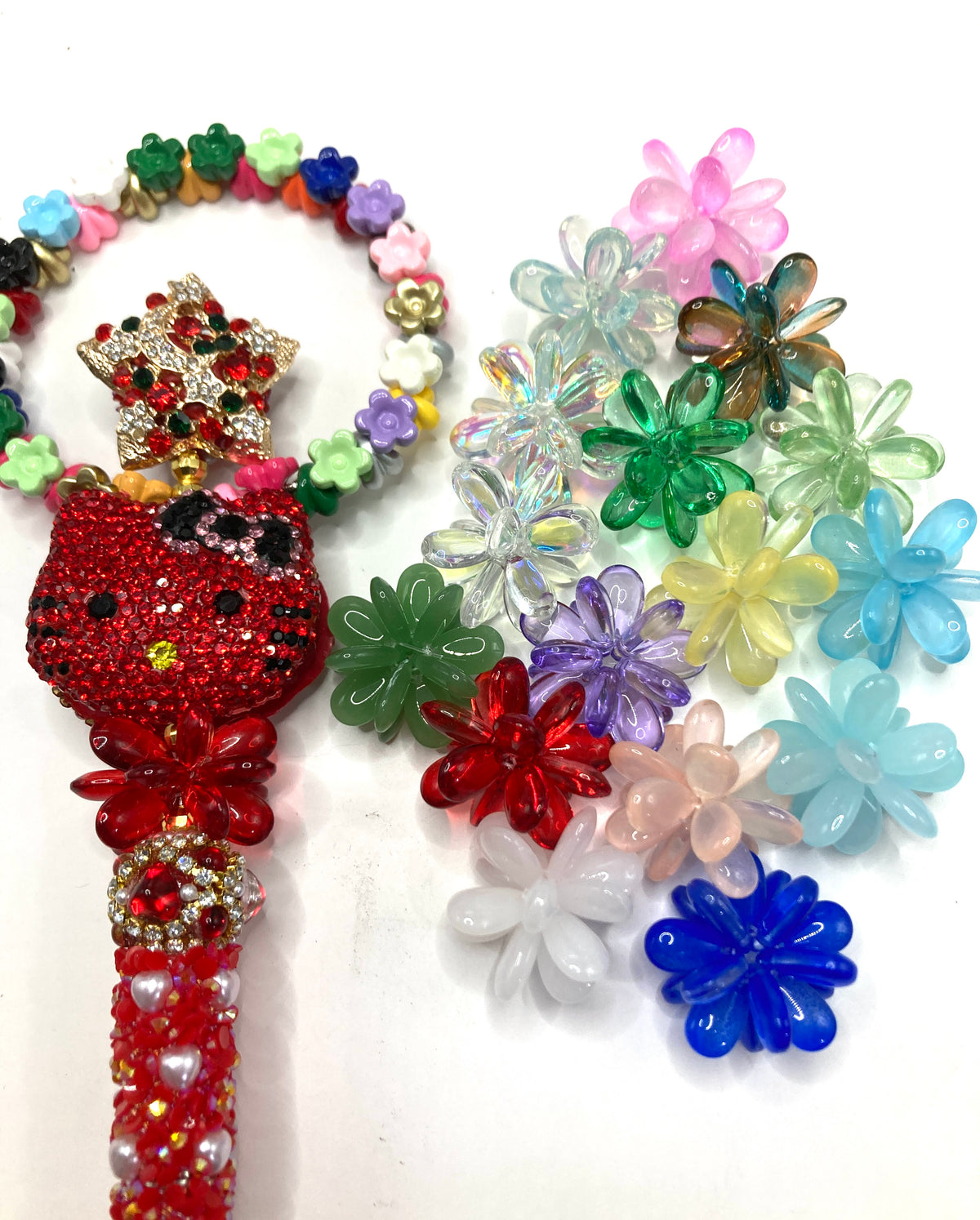 diy beaed beadable fancy flower  knit beads