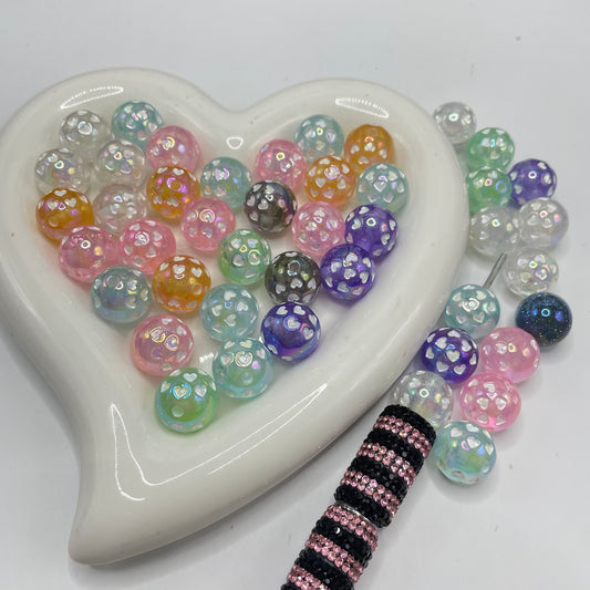 16mm heart acrylic beads heart glitter beads heart uv acrylic beads