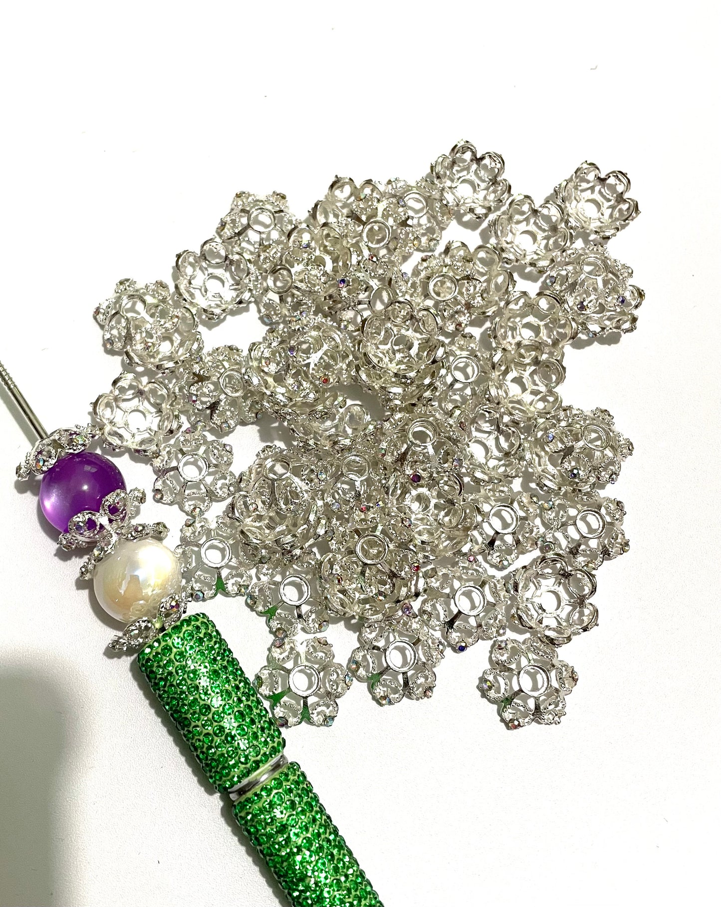 fancy beade beadable bead cap metal metallic bead cap spacer fancy jewelry style bead cap spacer ornament with rhinestone