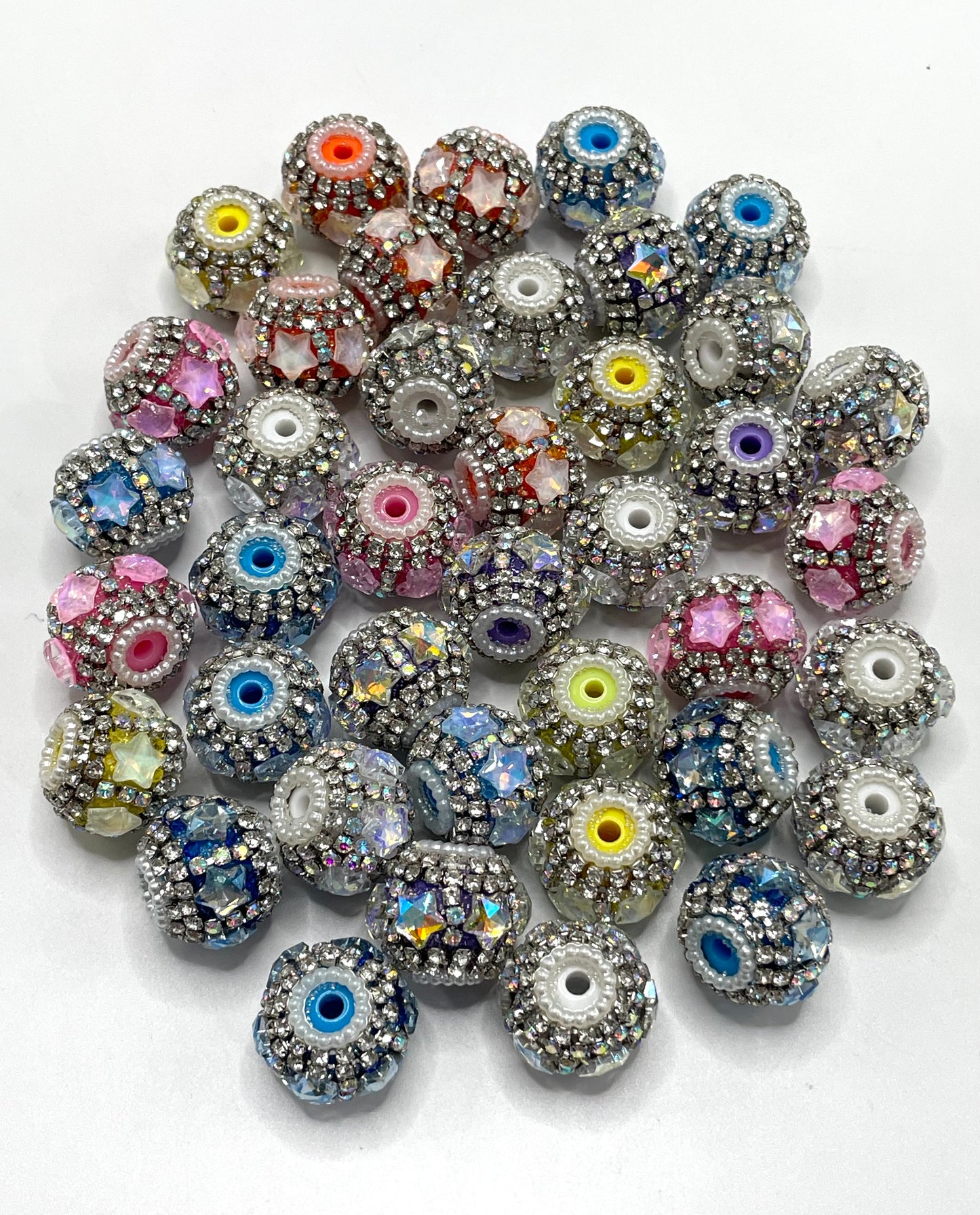 Fancy Beads  Five-pointed star Silver chain Pearl gasket Random Mix