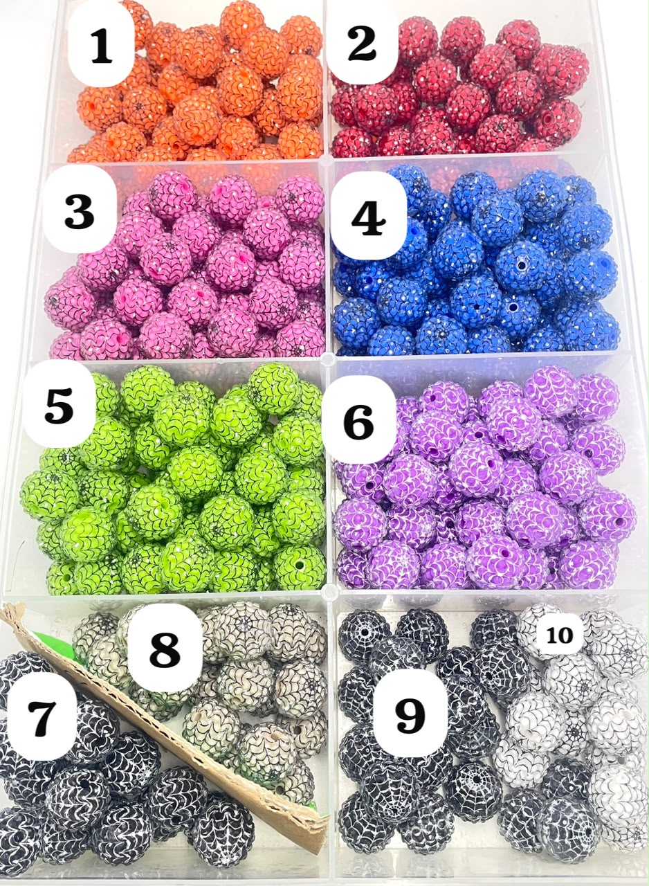 Spider web spider net Halloween bead jelly rhinestone bead  diy bead ,beaded bead beadable bead acrylic bead 20mm