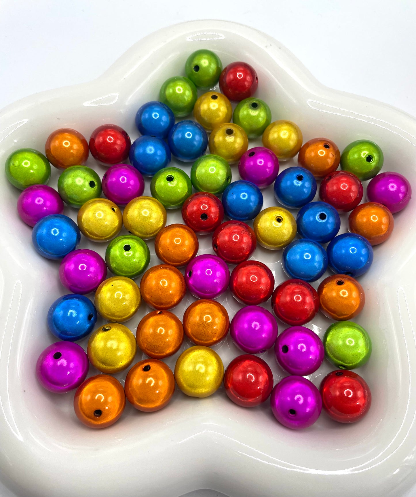 Diy acrylic beads Laser Reflective finished on surface 16mm lightbulb beads ,colored ,random mix