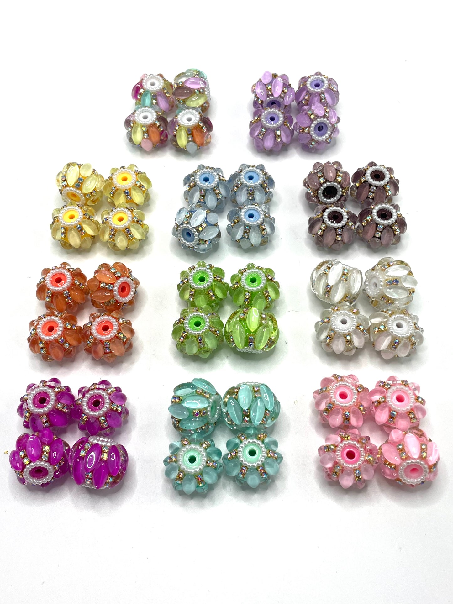 Acrylic beads Colorful Oval shape Bubble beads Chain and pearl ring Fancy Beads 18mm
