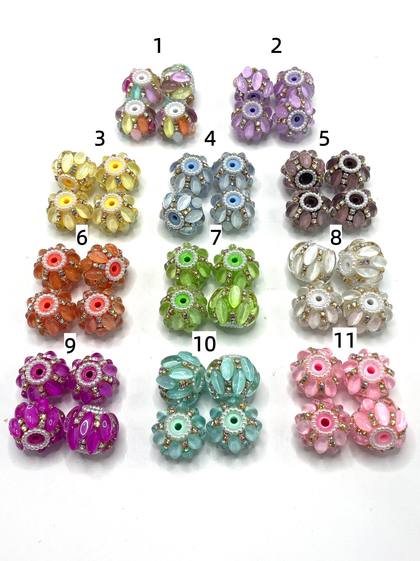 Acrylic beads Colorful Oval shape Bubble beads Chain and pearl ring Fancy Beads 18mm