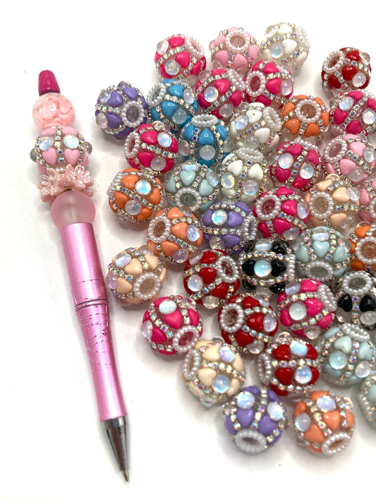 Acrylic heart beads Love and Pearl Gasket Chain Bubble beads Random Mix 21mm