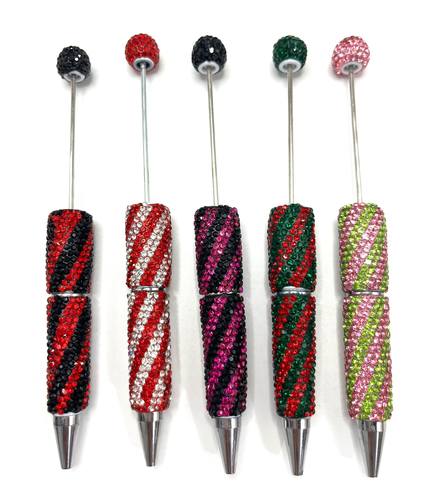 Diagonal strip fancy rhinestone pen Christmas vibe colors  pen colored ,random mix