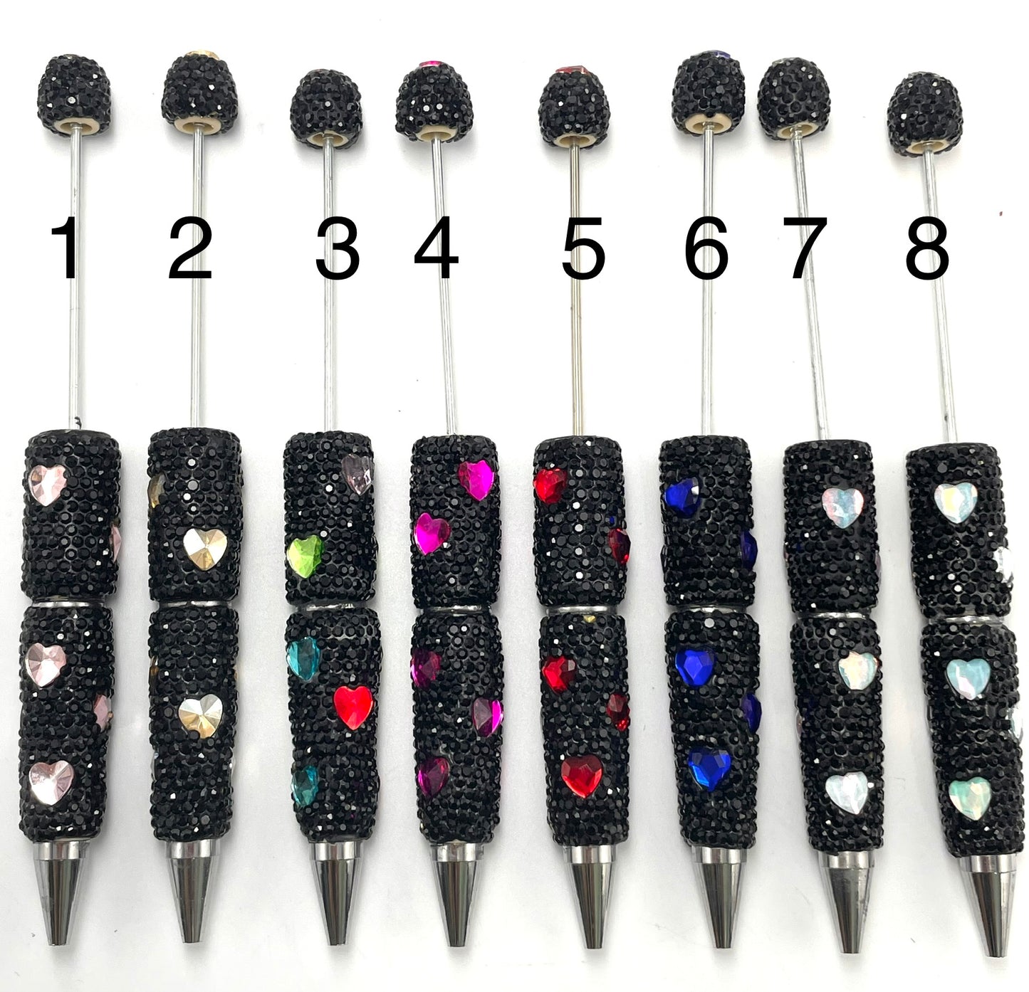 Diy Clay Rhinestonewith heart shape rhinestone beaded beadable pen Rhinestone pen Bling pen, Random MiX
