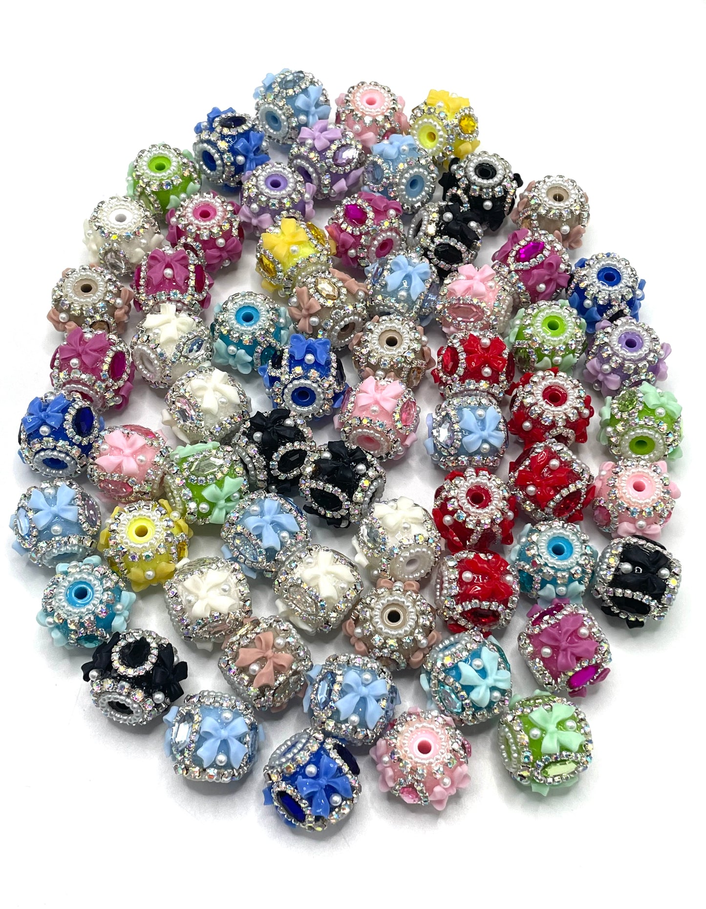 Fancy Beads bow Chain and bubble Mirror Rhombus Rhinestone Beads 19mm