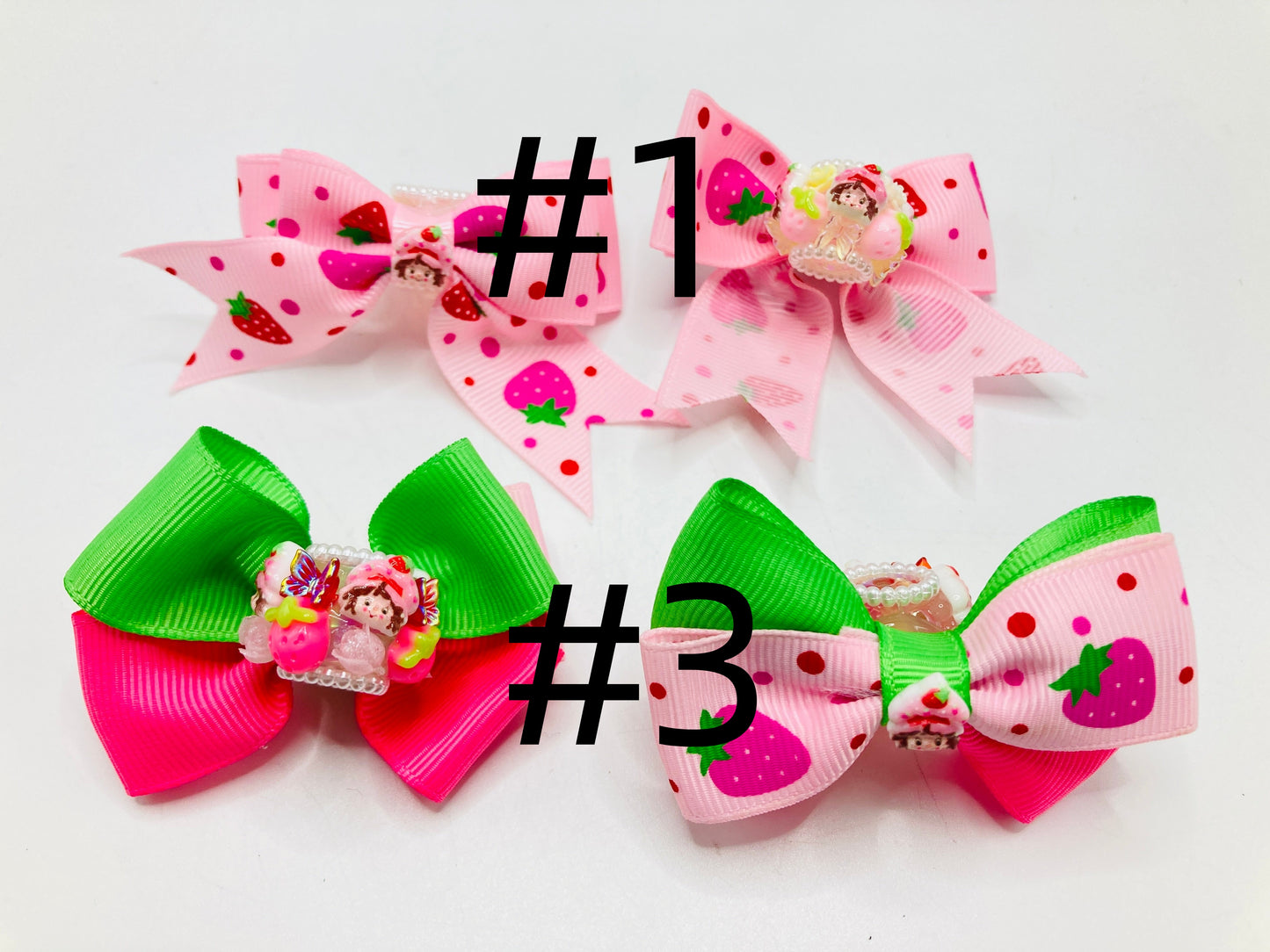 beaded beadable crafty fancy beads ornaments with  textile bow character strawberry short  girl character element and pearl .