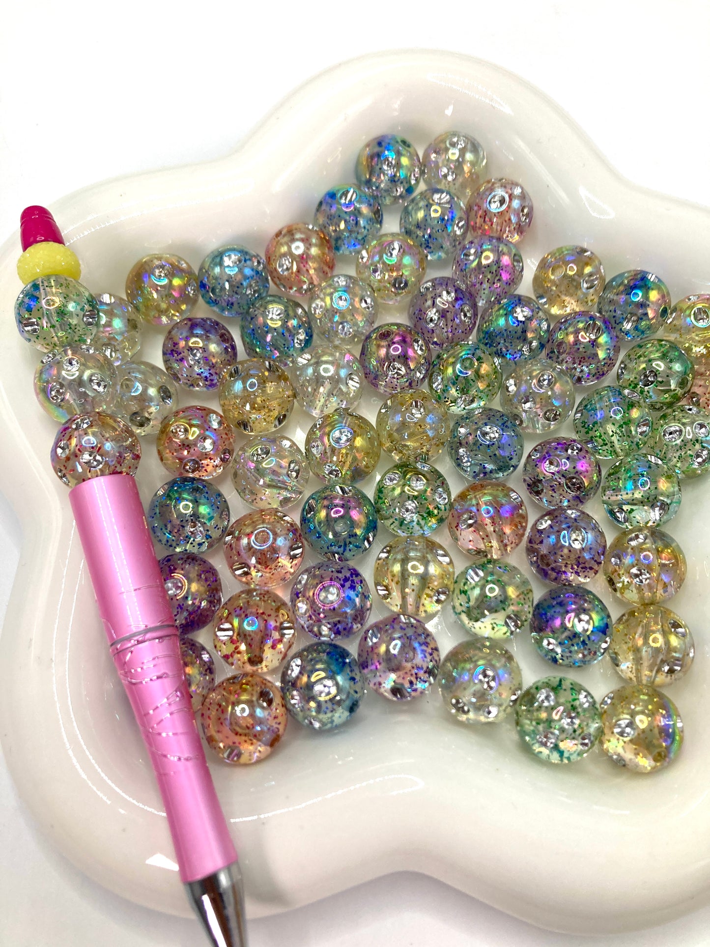 Acrylic beads Rhinestone Acrylic gemstone with diamonds UV Solid-colored and transparent beads Random Mix 16mm（#8）