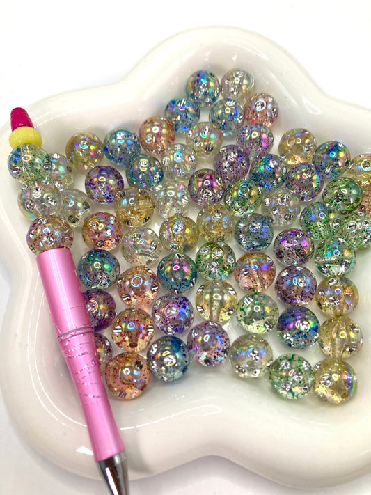Acrylic beads Rhinestone Acrylic gemstone with diamonds UV Solid-colored and transparent beads Random Mix 16mm（#8）