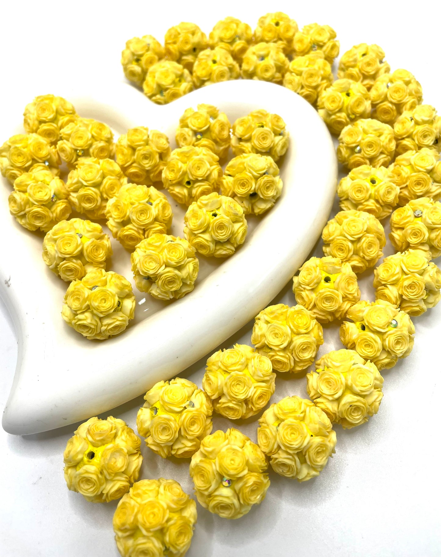 DIY soft rose flower beads ornament with rhinestone beaded beadable flower colored