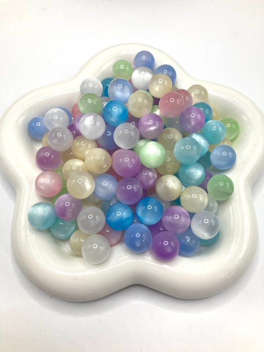 Acrylic beads Cat's eye beads glitter Light-colored beads 16mm Random Mix