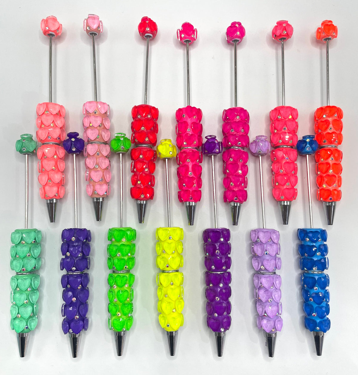 DIY BEADED BEADABLE CRYSTAL HEART NEON PEN ORNMANETS WITH RHINESTONE