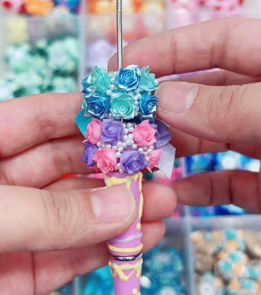 Flower beads multi color flower beads flower with pearl beads random mixed