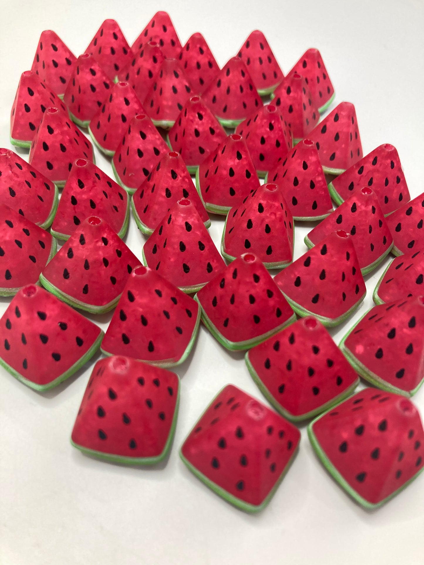 Acrylic beads Watermelon chunks Fruit string beads Sandblasting glitter Watermelon beads UV color Satin finish