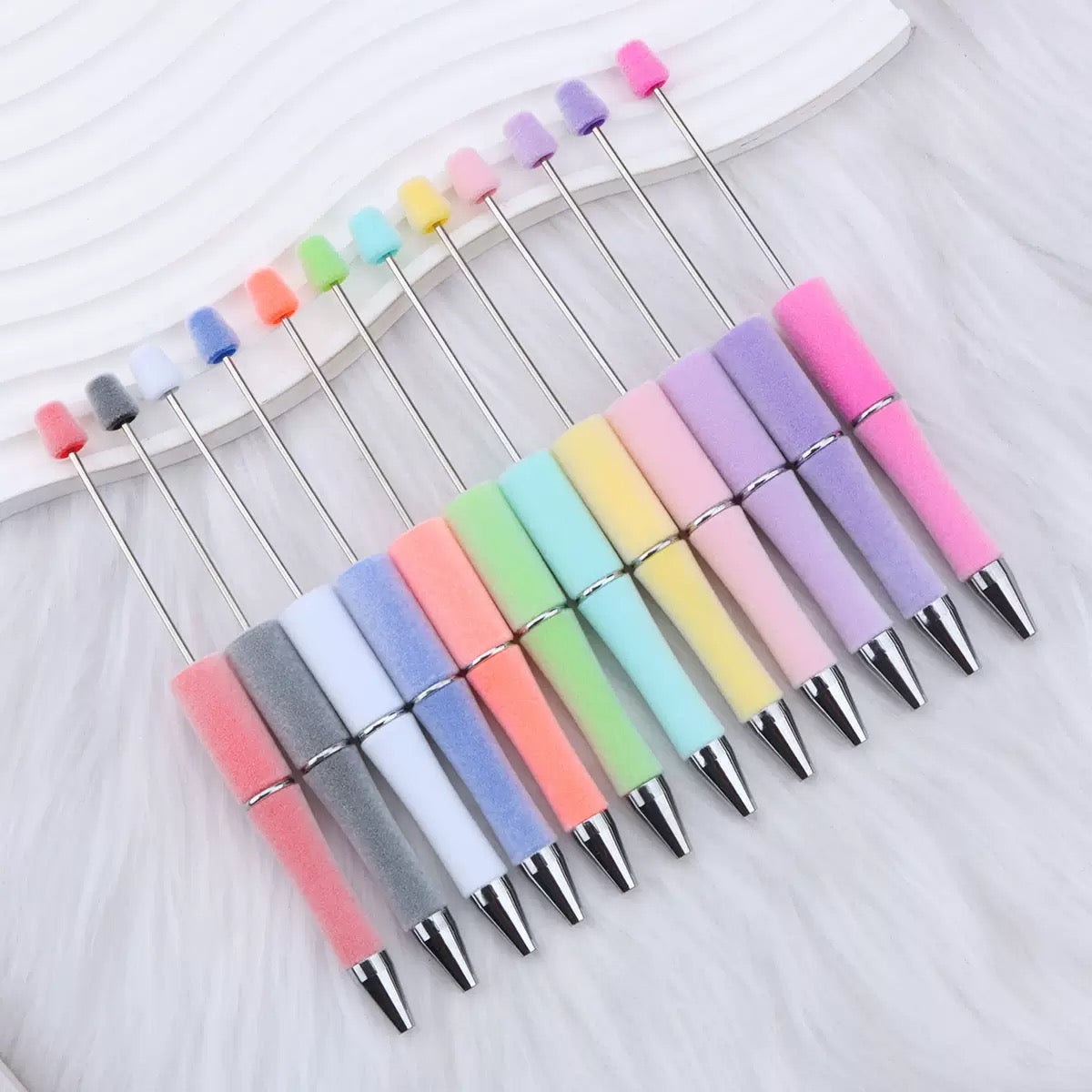 beaded beadable flocked fuzzy pen beaded velvet pen