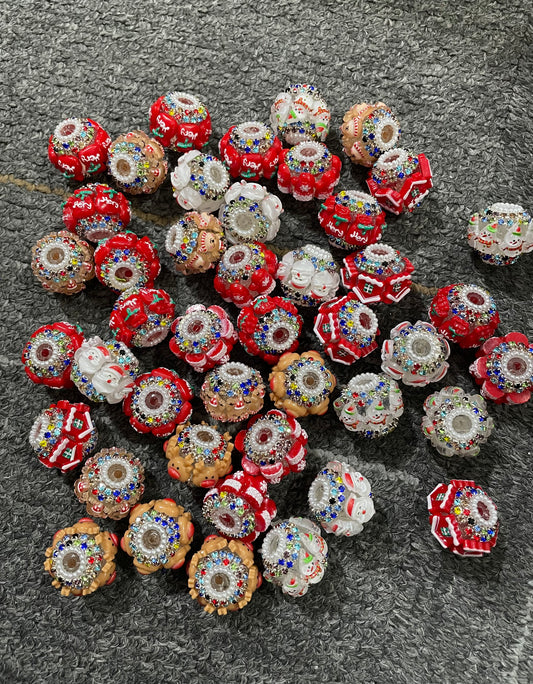 diy beaded beadable Christmas beads ornaments with elements snow man snow hour glove ,gift bag ,deer .