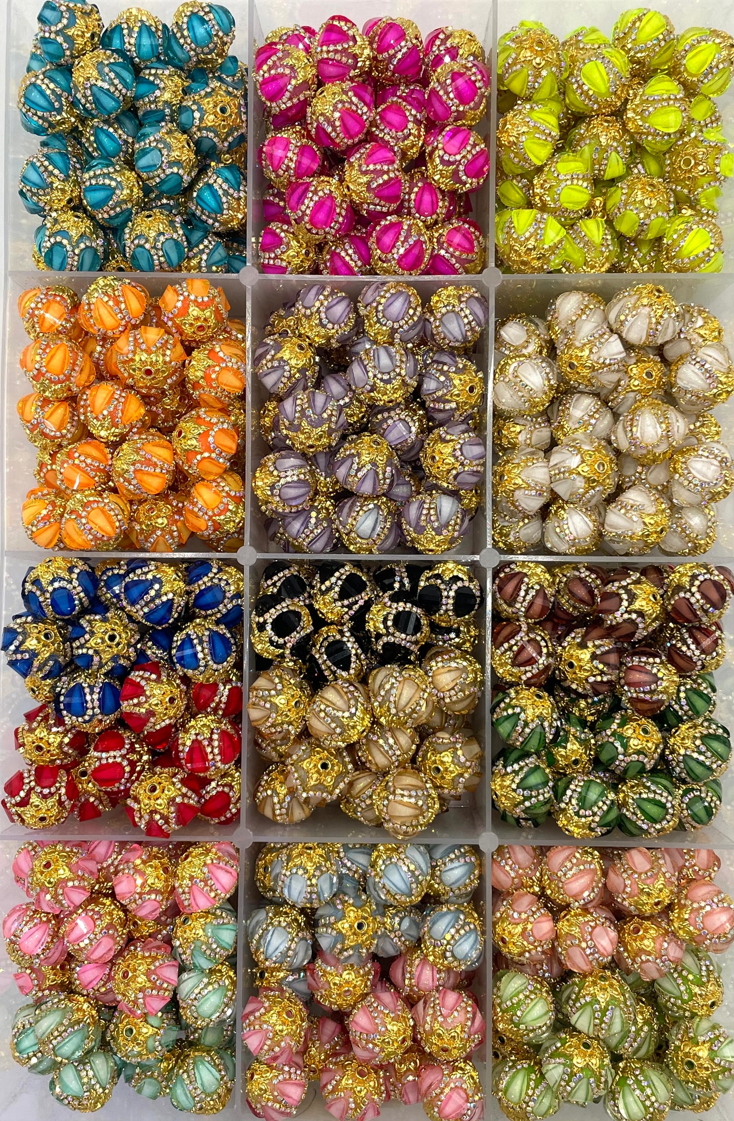 Fancy Beads Golden and silver colors Golden gasket spacers Rhinestone Golden Chain lantern Pumpkin beads Random Mix 18mm
