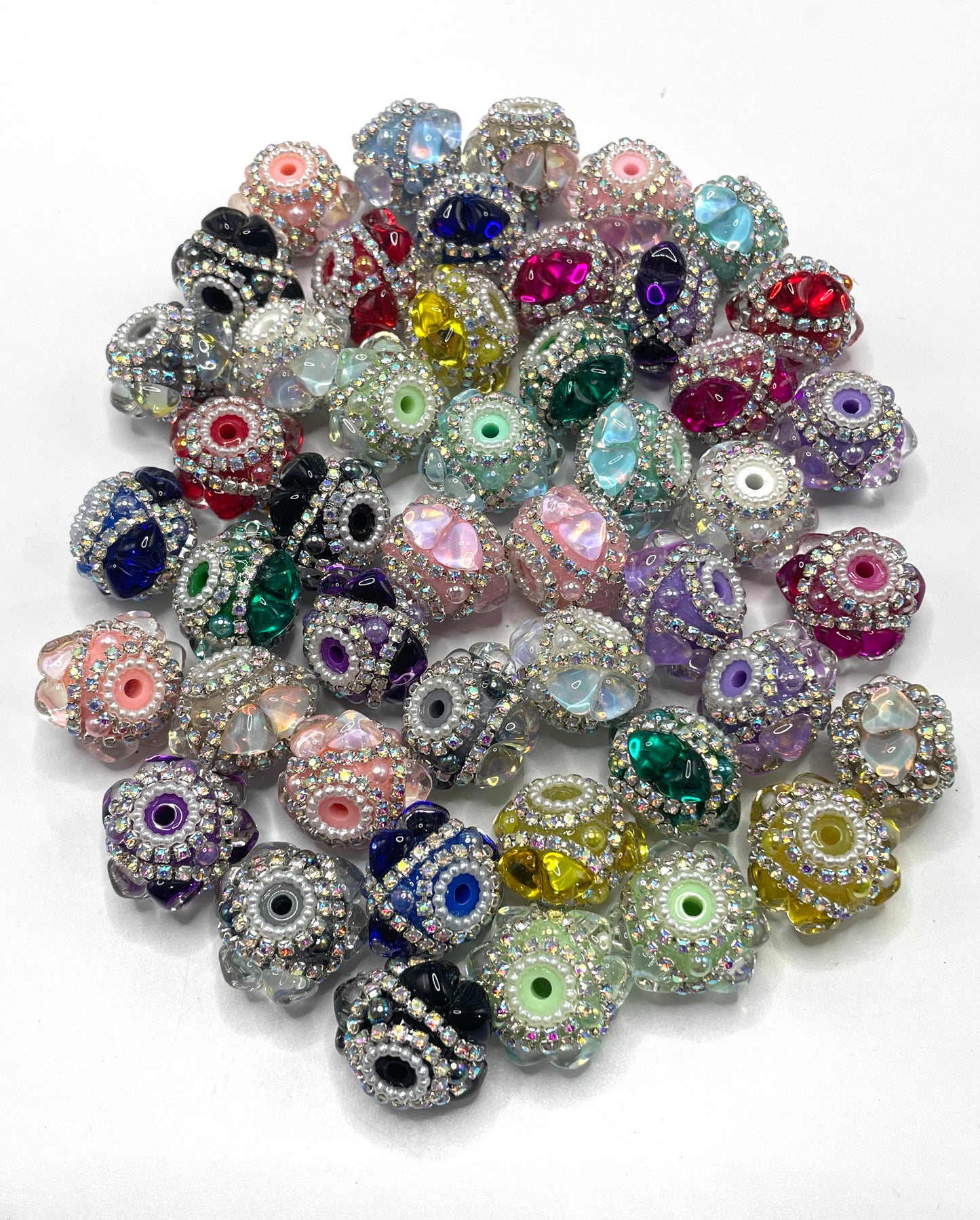 Fancy Beads Double heart Chain Pearl gasket Bubbles and silver chains Bubble Beads Random Mix